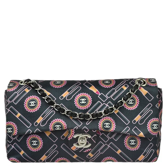 Chanel 2004-2005 Satin Lipstick Classic Single Flap Shoulder Bag in Satin from AMORE Vintage Tokyo