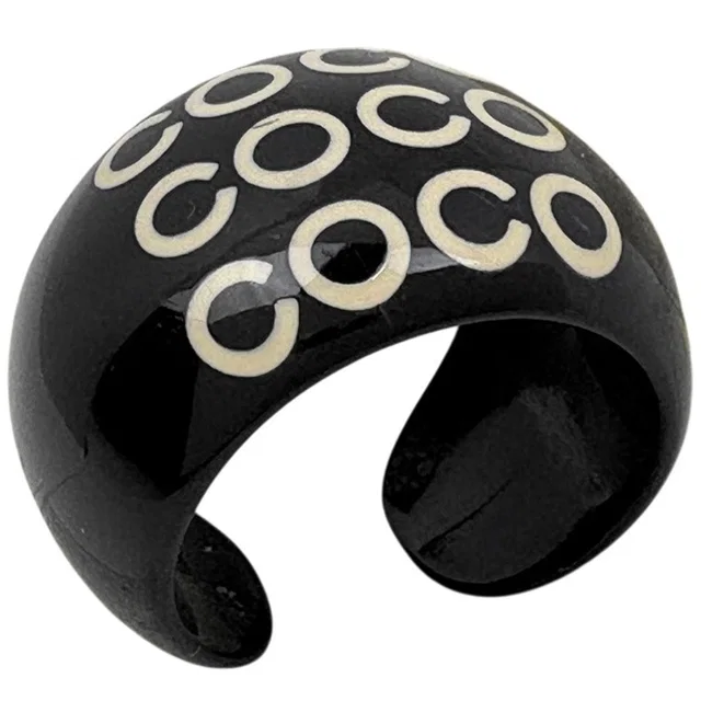 Chanel Ring CC Logo Plastic Black in Black from The Reluxe