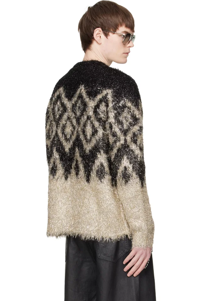 Acne Studios Black Metallic Knit Sweater, photo 3 of 4 from SSENSE