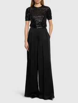 Michael Kors Collection Wide-leg trousers with pleats in 71% Acetate, 29% Viscose, photo 2 of 5 from LUISAVIAROMA
