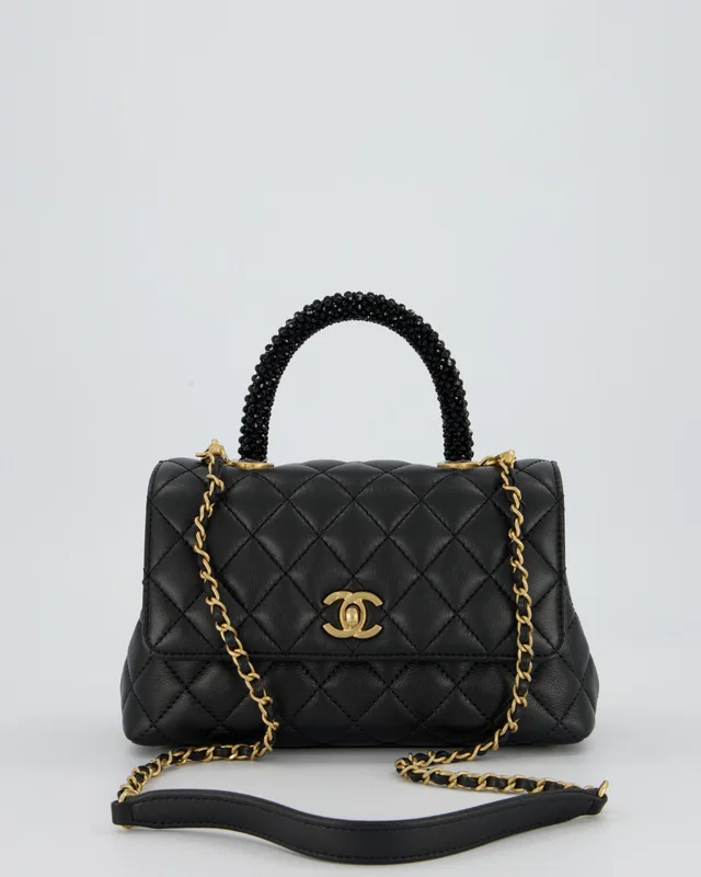 Chanel Small Coco Top Handle Bag in Black Calfskin from Sellier