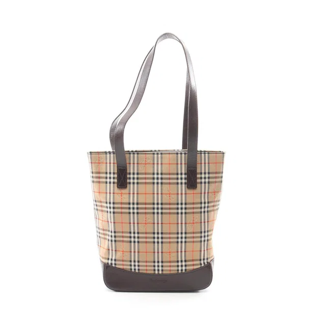 Burberry Check Canvas Leather Tote Bag in Canvas from LuxUness