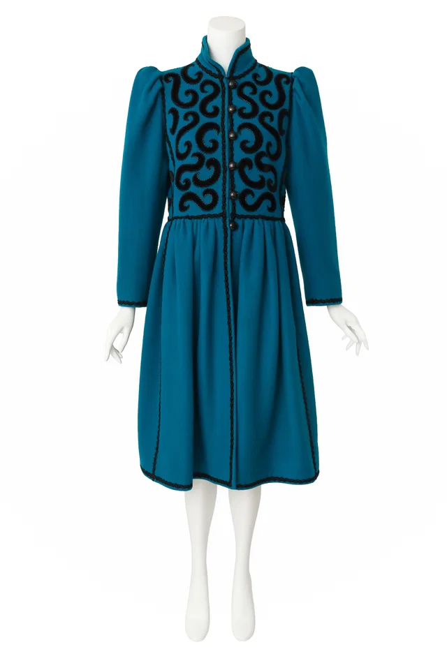 Saint Laurent Beaded Wool Swing Coat in Wool from Recess LA