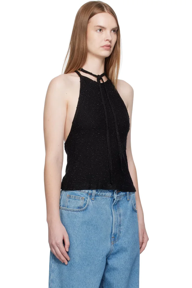 Christopher Esber Black Imber Metallic Halter Top, photo 2 of 4 from SSENSE