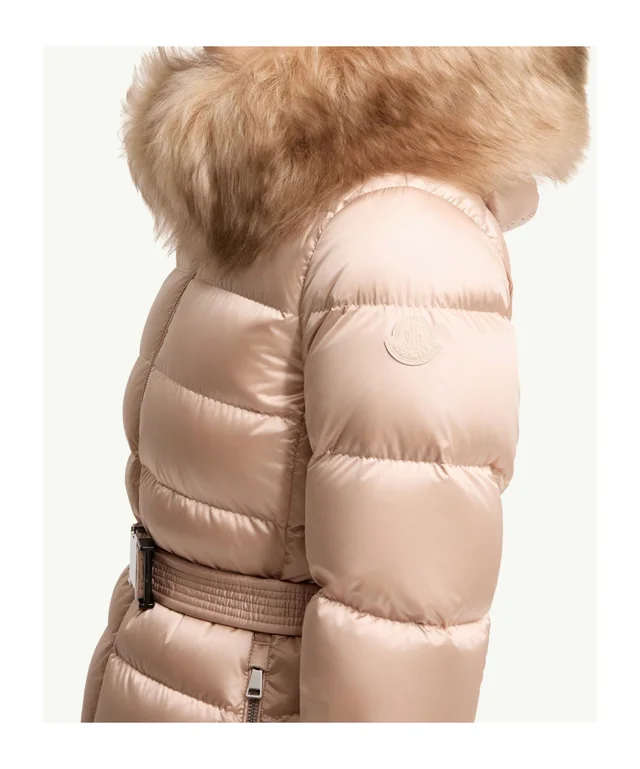 Moncler Cupidone Belted Fur-Trim Down Jacket, photo 6 of 7 from SENSER