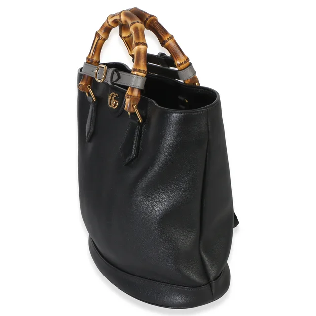 Gucci Black Dollar Calfskin GG Diana Medium Bamboo Handle Tote in Black Calfskin from myGemma, photo 2 of 2