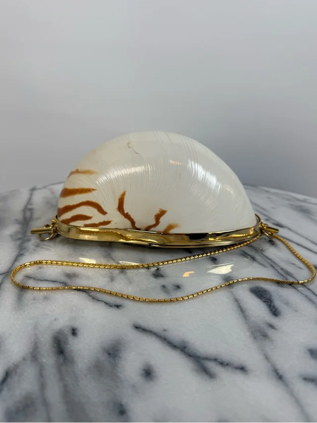 Judith Leiber Minaudiere Vintage Ivory Seashell Handbag W/ Gold Chain in white|red|brown from Poshmark
