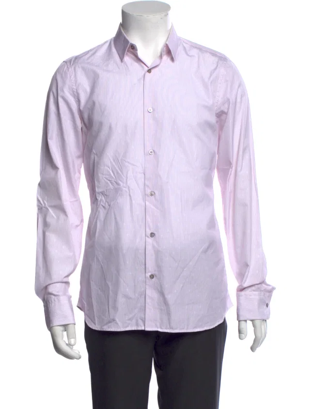 Jil Sander Striped Long Sleeve Dress Shirt in purple from The RealReal