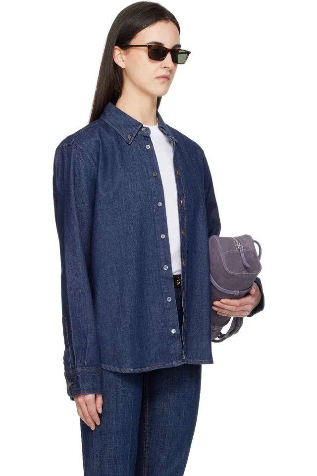 AMI Paris Blue Denim Cotton Ami de Coeur Shirt, photo 2 of 4 from SSENSE