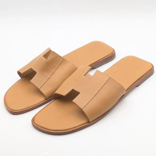 Hermès Kevlar Sandals H Flat Leather Beige in Beige Leather from The Reluxe