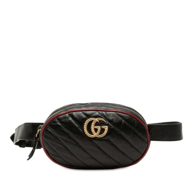 Black Gucci GG Marmont Matelasse Calfskin Torchon Belt Bag in Black Calfskin from Designer Revival