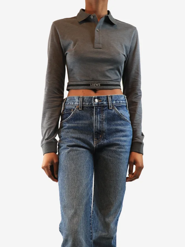 Loewe Grey cropped polo shirt - size XS in Grey Silk from Sign of the Times