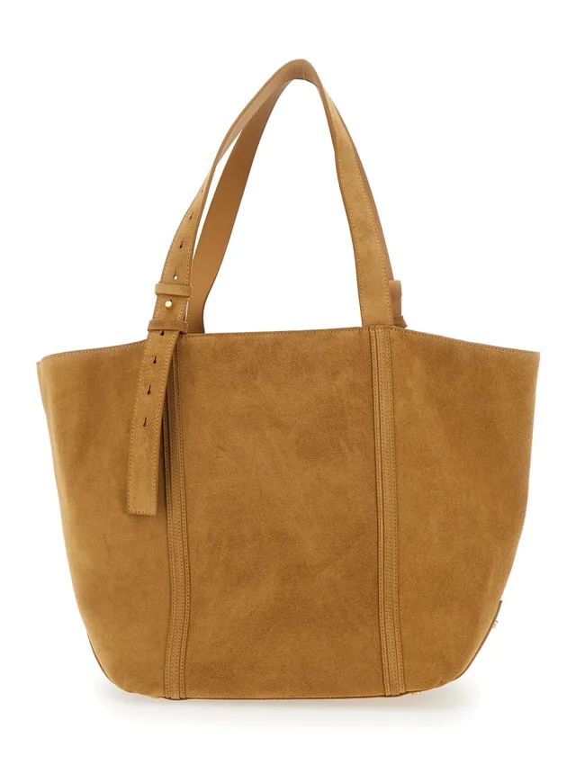 GOLDEN GOOSE '24/7' brown Shopper with Logo on the Front and fringes with micro metal studs in suede in Brown 100% Cow, photo 7 of 10 from Gaudenzi Boutique