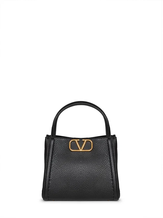 Valentino Garavani Alltime Top Handle Bag — Black Calf Leather in Black Calfskin from HEWI