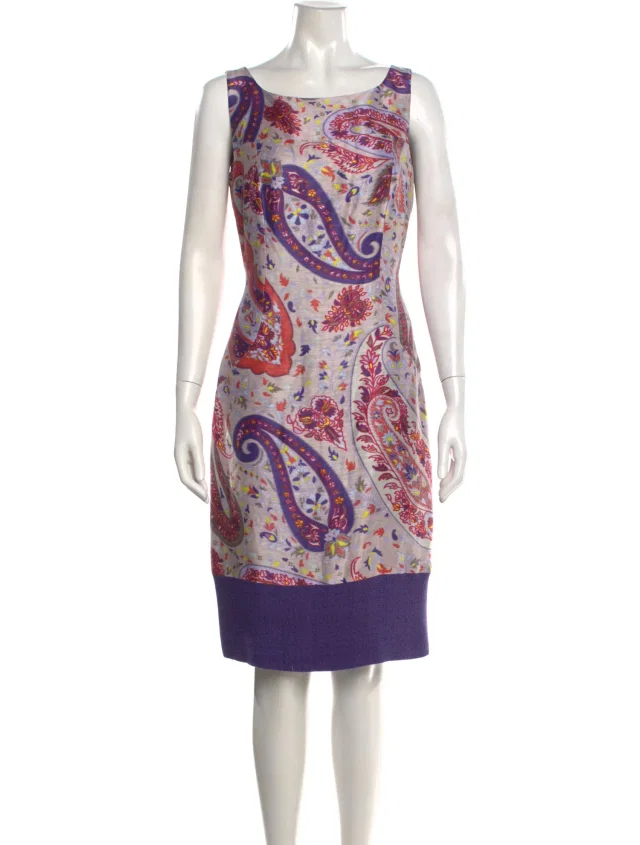 Etro Linen Knee-Length Dress in purple from The RealReal