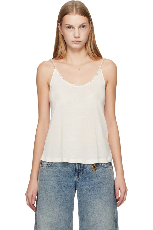 Stella McCartney White Pearl Embroidery Top, image 1 of 1 from SSENSE