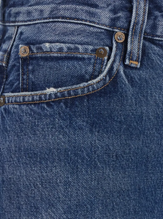 AGOLDE Blue Wide Five-Pocket Jeans with Bleach Effect in Denim Women in Blue, photo 5 of 6 from Gaudenzi Boutique