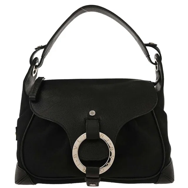 Bvlgari Logomania Canvas With Leather Black Bag in Black Canvas from HEWI