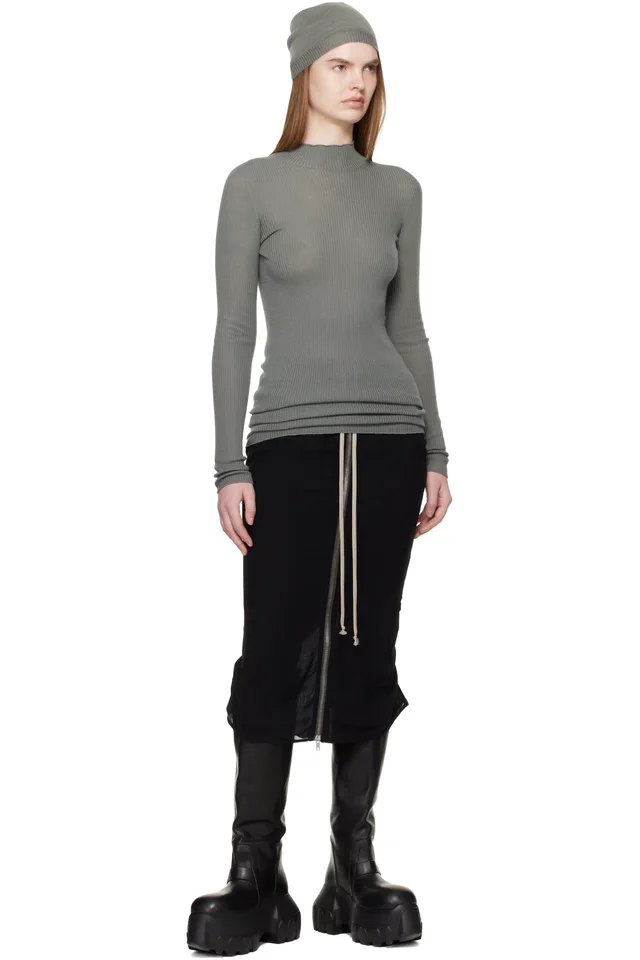 Rick Owens Khaki Temple LS Turtle Sweater, photo 4 of 4 from SSENSE