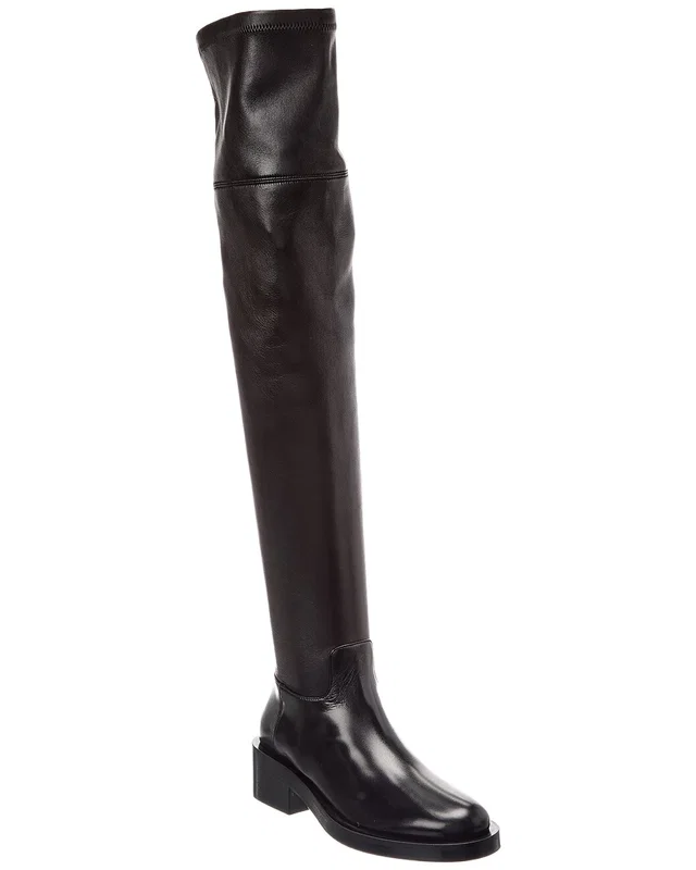 Valentino Roman Stud 30 Leather Over-The-Knee Boot in Black, image 1 of 1 from Gilt