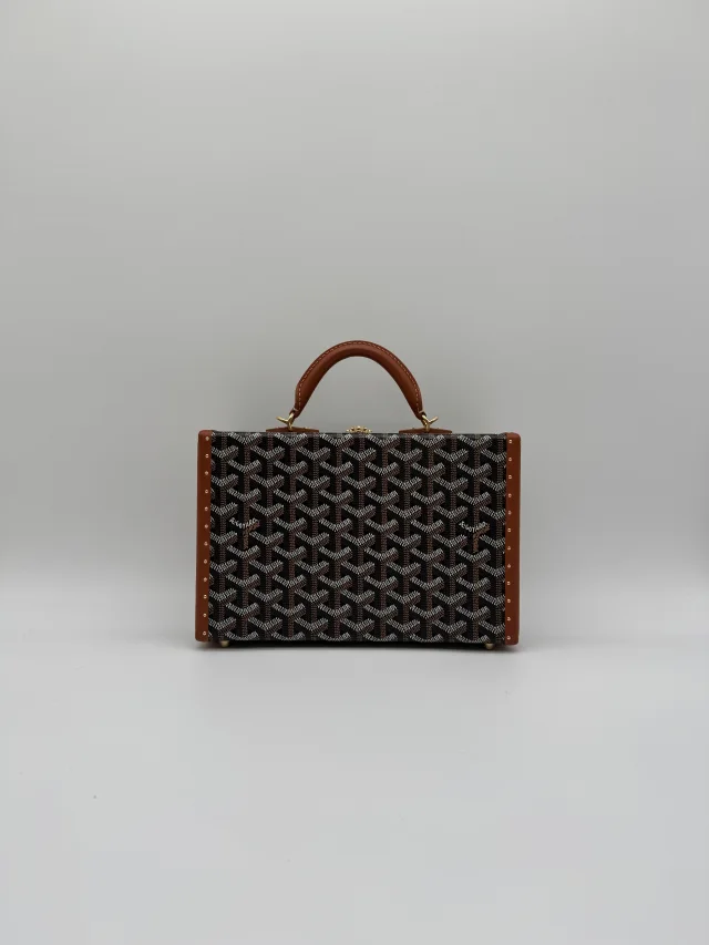 Goyard Grand Hôtel Trunk Bag Black & Tan Gold Hardware in Black from Luxury Promise, photo 3 of 11
