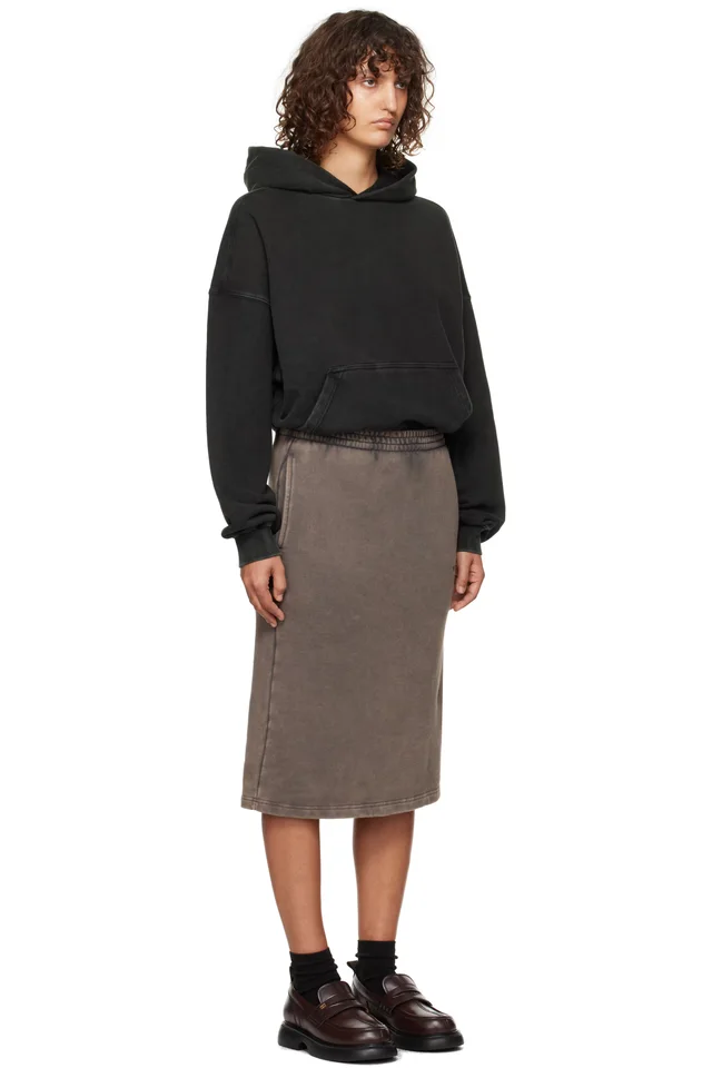 We11done Black & Brown Layered Hoodie Midi Dress, photo 2 of 4 from SSENSE