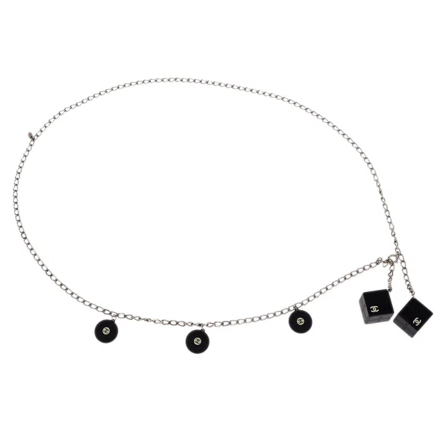 Chanel 2004SS Cube Record Chain Belt Silver 04S in Silver from AMORE Vintage Tokyo