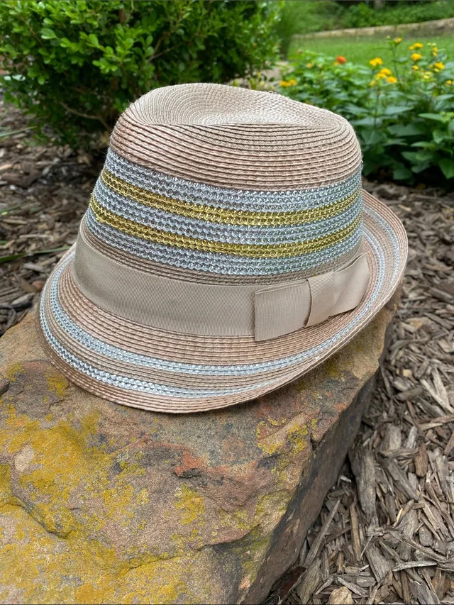 Etro Panama Fedora Hat Gold, Silver & Tan Size 57 in silver|gold|gray from Poshmark