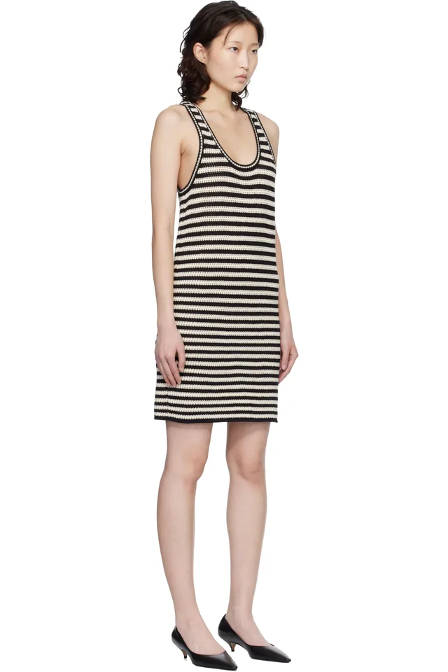 ANINE BING Black & Off-White Arie Minidress, photo 2 of 4 from SSENSE