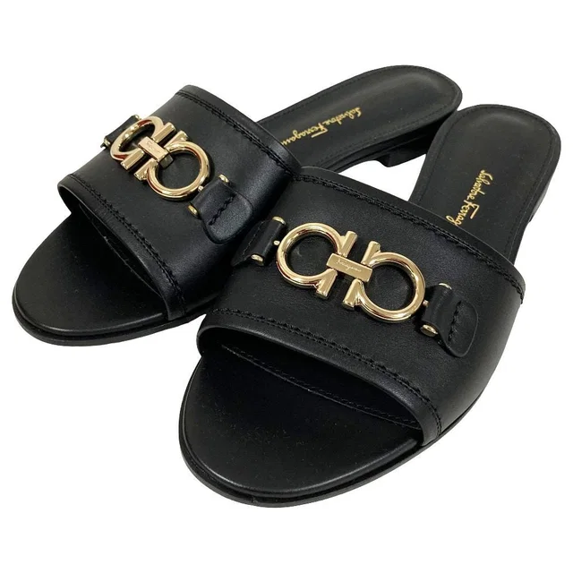 Ferragamo RHODES Leather Mules in Black Leather from LuxUness