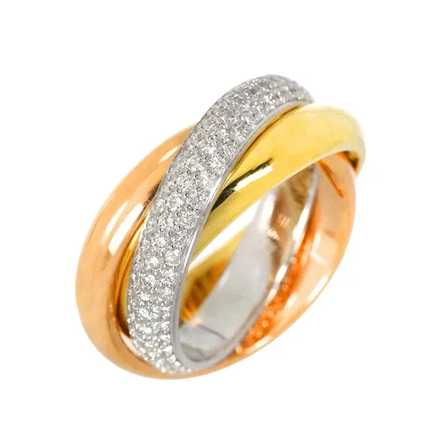 Cartier Trinity Pave Diamond Ring 18K YG WG PG 750 Size50 5.25(US) 90271110 from Luxury Promise