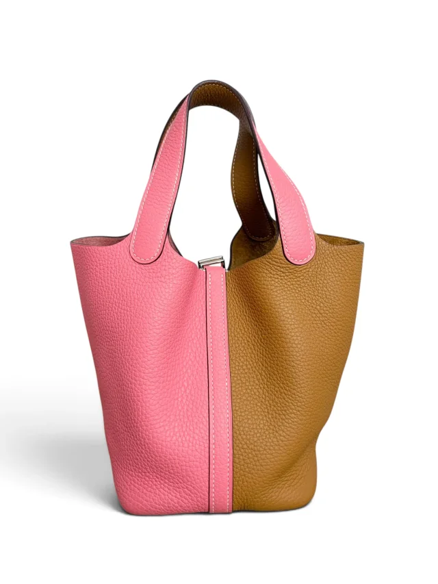 Hermès Rose Azalee Sesame Clemence Casaque Picotin Lock 18 in Pink Clemence leather from Season 2 Consign, photo 4 of 9