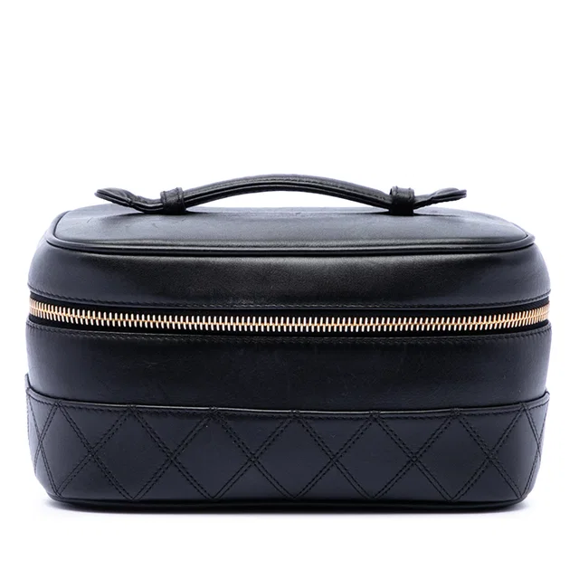 Black Chanel CC Quilted Lambskin Vanity Case in Black Lambskin from Designer Revival