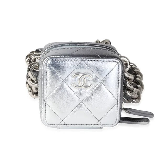 Chanel Metallic Lambskin Quilted Coco Punk Clutch With Chain Leather Handbag in Lambskin from HEWI