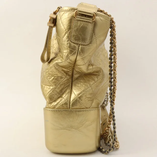 2016-era CHANEL "Gabrielle" Chain Shoulder Bag, Gold in Gold Calfskin from VINTAGE QOO TOKYO, photo 4 of 13
