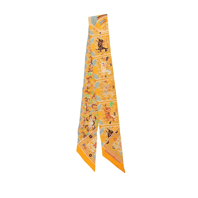 Orange Hermès Collections Imperiales Silk Twilly Scarf Scarves in Orange Silk from Designer Revival