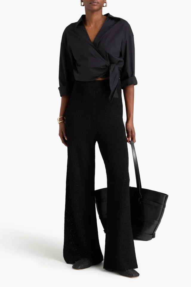 Toteme Crochet-knit wide-leg pants in Black, photo 2 of 5 from THE OUTNET