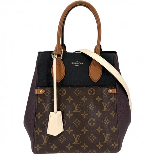 Louis Vuitton 2-Way Fold Tote MM Shoulder Bag Crossbody Monogram Canvas Brown in Brown Coated canvas from The Reluxe