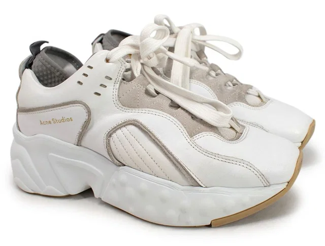 Acne Studios White Leather Manhattan Sneakers in White Leather from HEWI