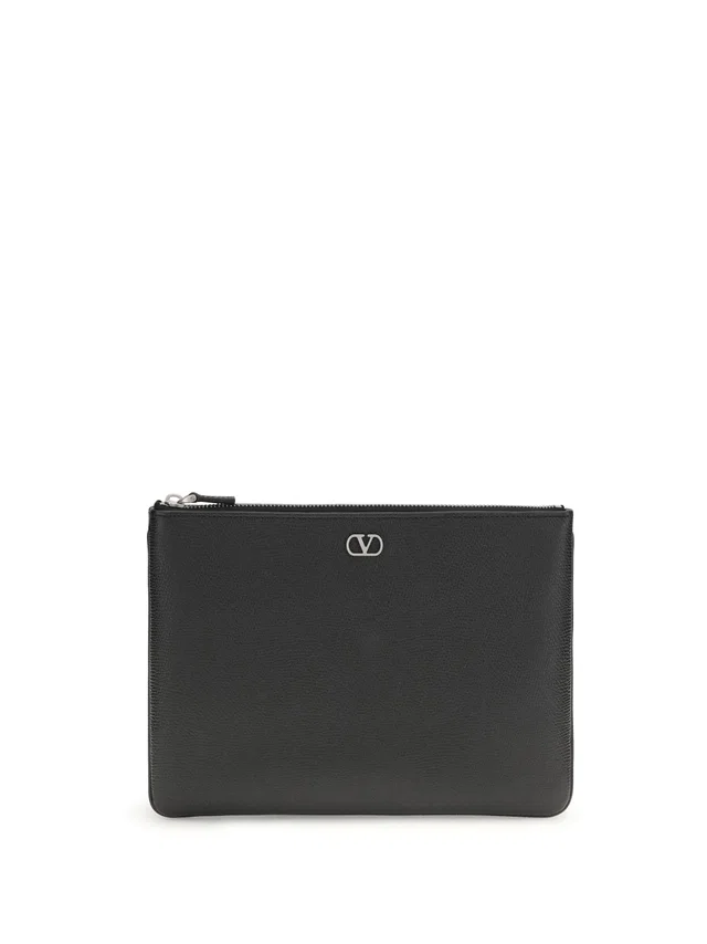 Valentino Garavani Leather Vlogo Card Case — Black Calf Bos Taurus Cases in Black Leather from HEWI