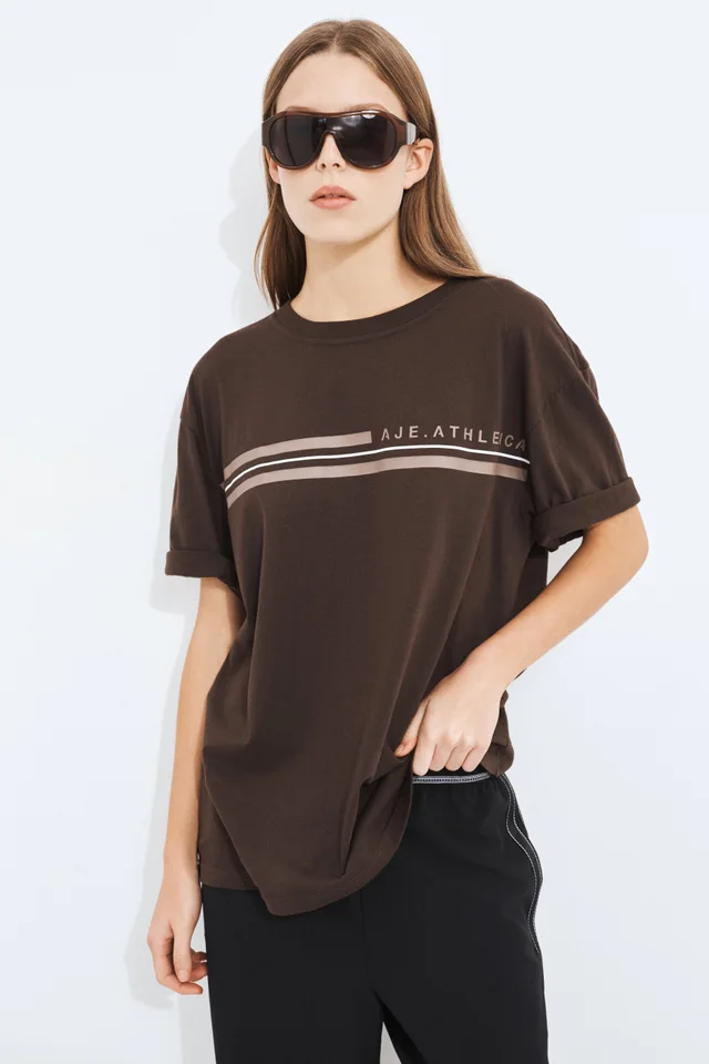 Athletica AA Bold Logo Tee in Brown from Aje, photo 1 of 1