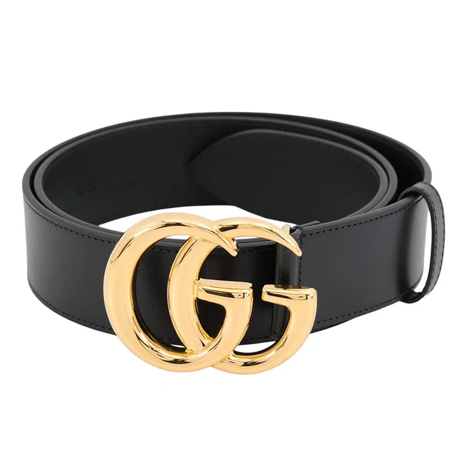 Gucci Double G Wide Belt Size 95/38 Black406831 0YA0G 1000 Leather in Leather from GALLERY RARE