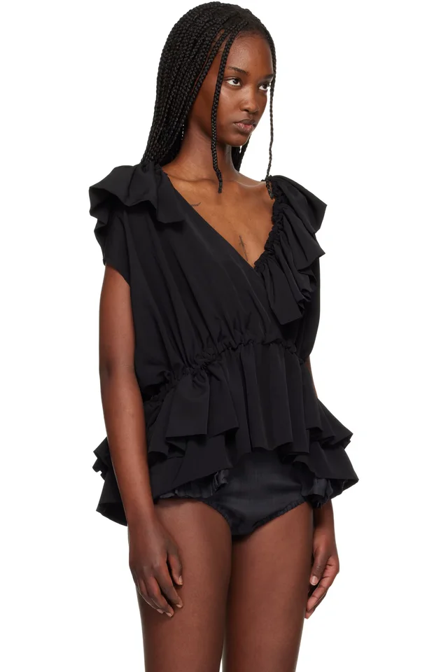 Dries Van Noten Black Ruffled Blouse, photo 2 of 4 from SSENSE