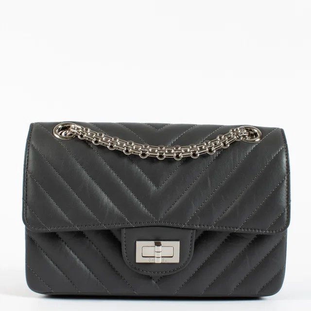 Chanel Grey Calfskin Chevron Mini Reissue 2.55 Bag in Grey Calfskin from Labellov