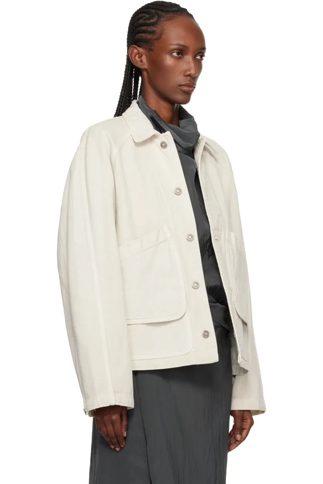 LE17SEPTEMBRE Off-White Garment-Dyed Denim Hunting Jacket, photo 2 of 4 from SSENSE