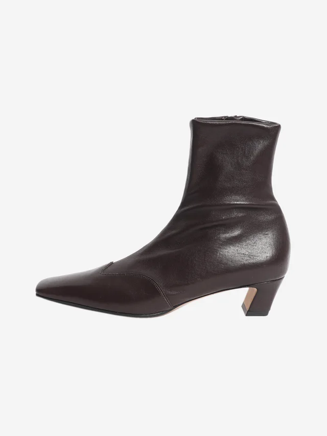 Khaite Brown leather ankle boots - size EU 38 in Brown Leather from Sign of the Times