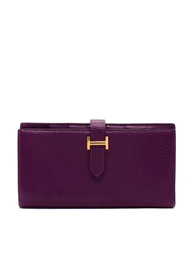 Hermès Purple Bearn Wallet in Purple Leather from HEWI