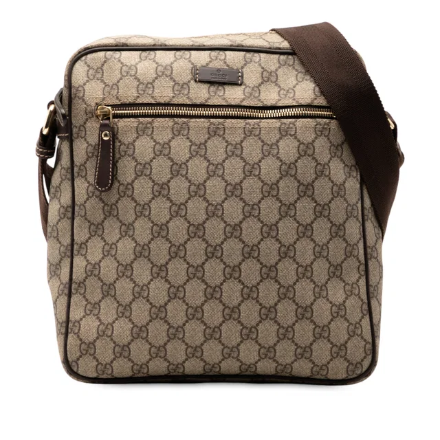Brown Gucci GG Supreme Crossbody in Brown Coated canvas from Designer Revival