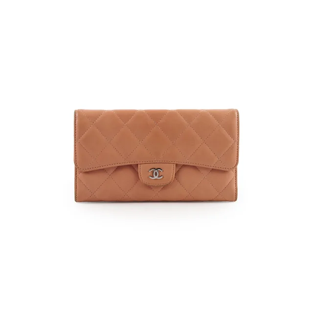 Chanel Long Wallet Peach in Lambskin from The Purse Affair