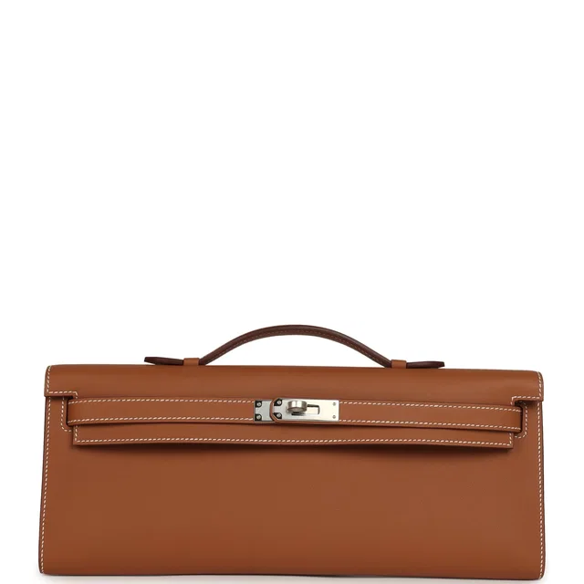 Hermès Kelly Cut Gold Swift Palladium Hardware in Gold Swift leather from Madison Avenue Couture